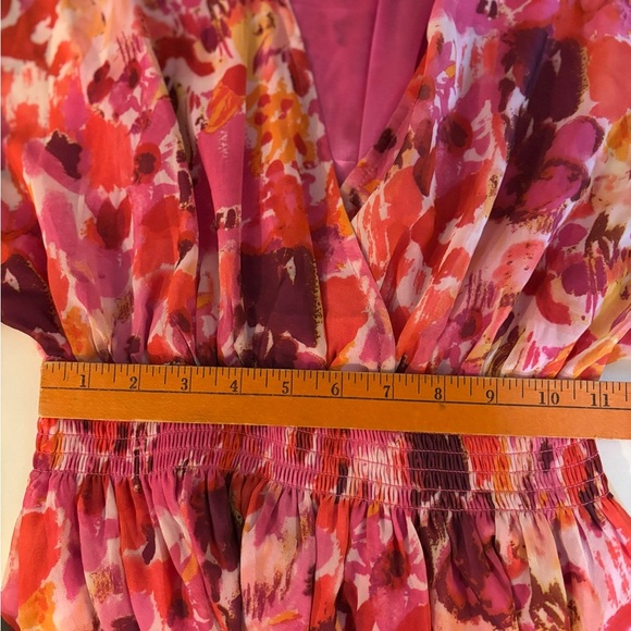 Meetrendi Orange and Pink Flutter Sleeve Midi Sundress - Picture 5 of 5
